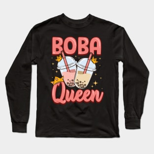 Funny Boba Queen Kawaii Bubble Tea Boba Anime Long Sleeve T-Shirt